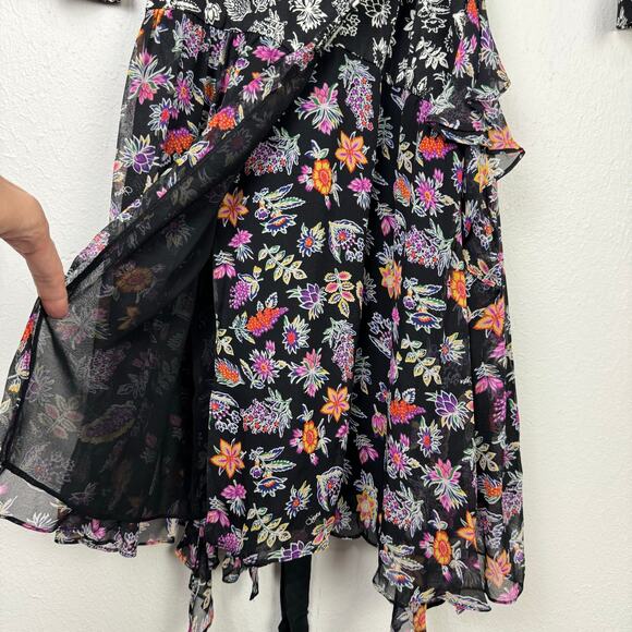 Diane von Furstenberg DVF NWT Riviera Silk Knit Black Floral Skirt Wrap Dress - Picture 7 of 12